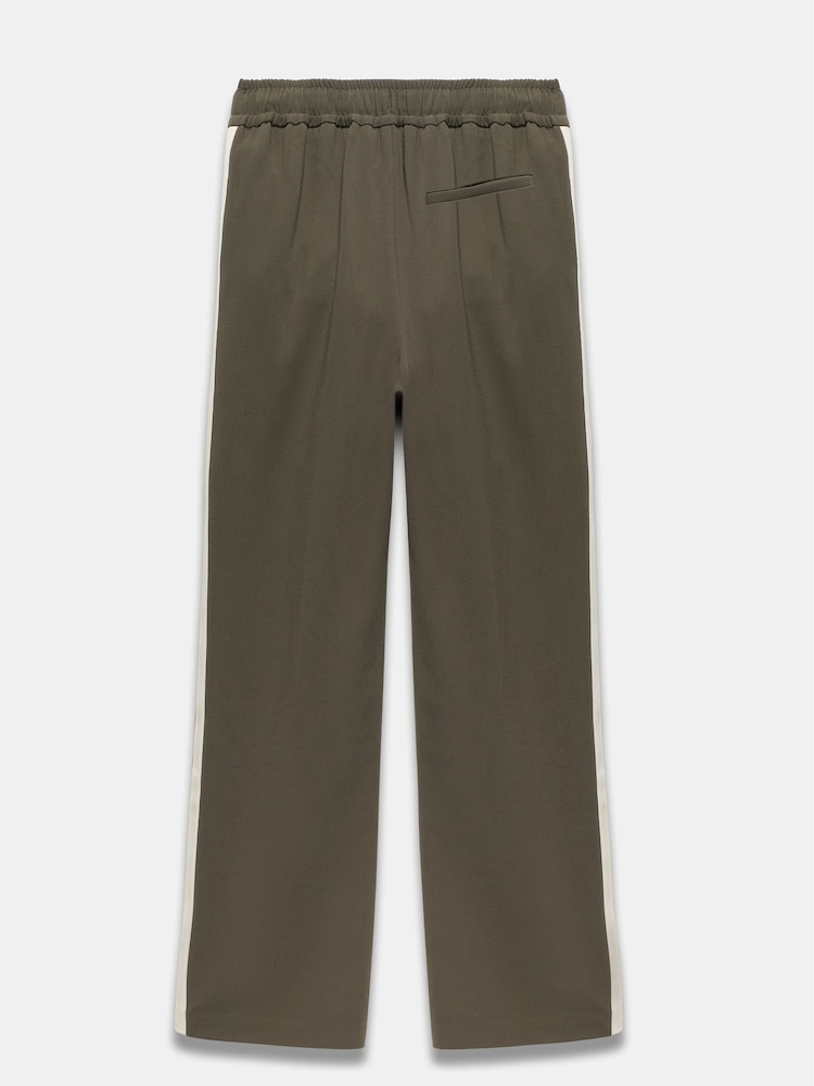 Mint Velvet Khaki Stripe Straight Trackpant Trousers - Image 7 of 7