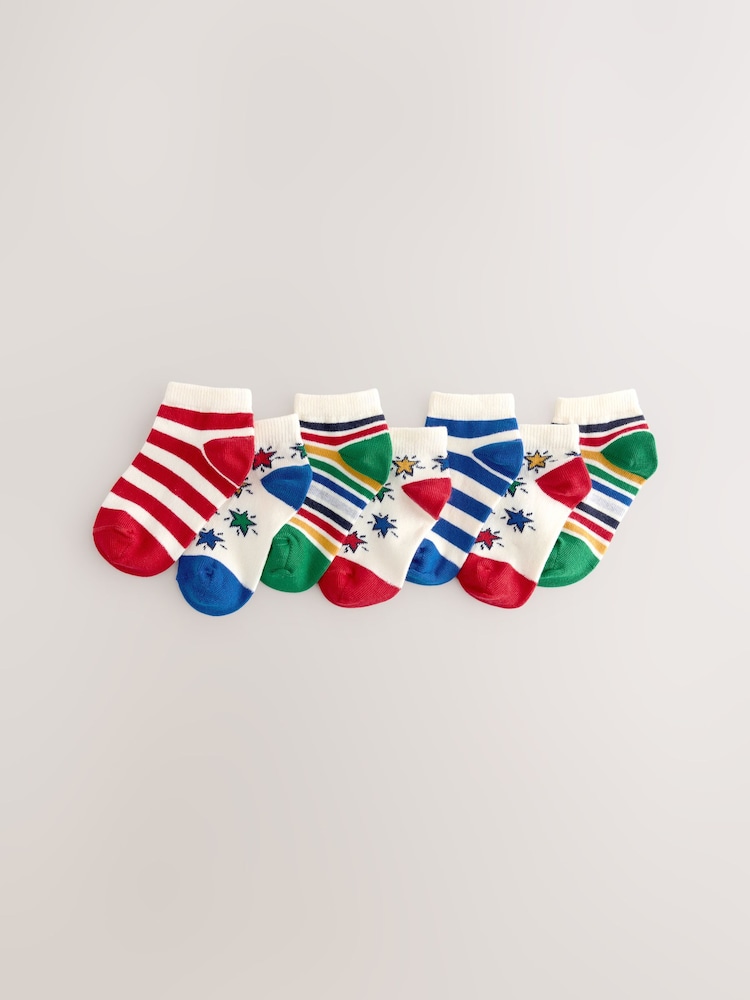 Rainbow Stripe/Star Rich Trainers Socks 7 Pack - Image 1 of 3