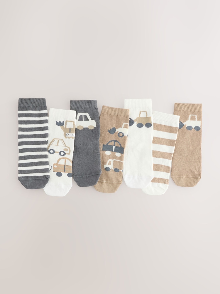 Neutral Transport Cotton Rich Socks 7 Pack - Image 1 of 3