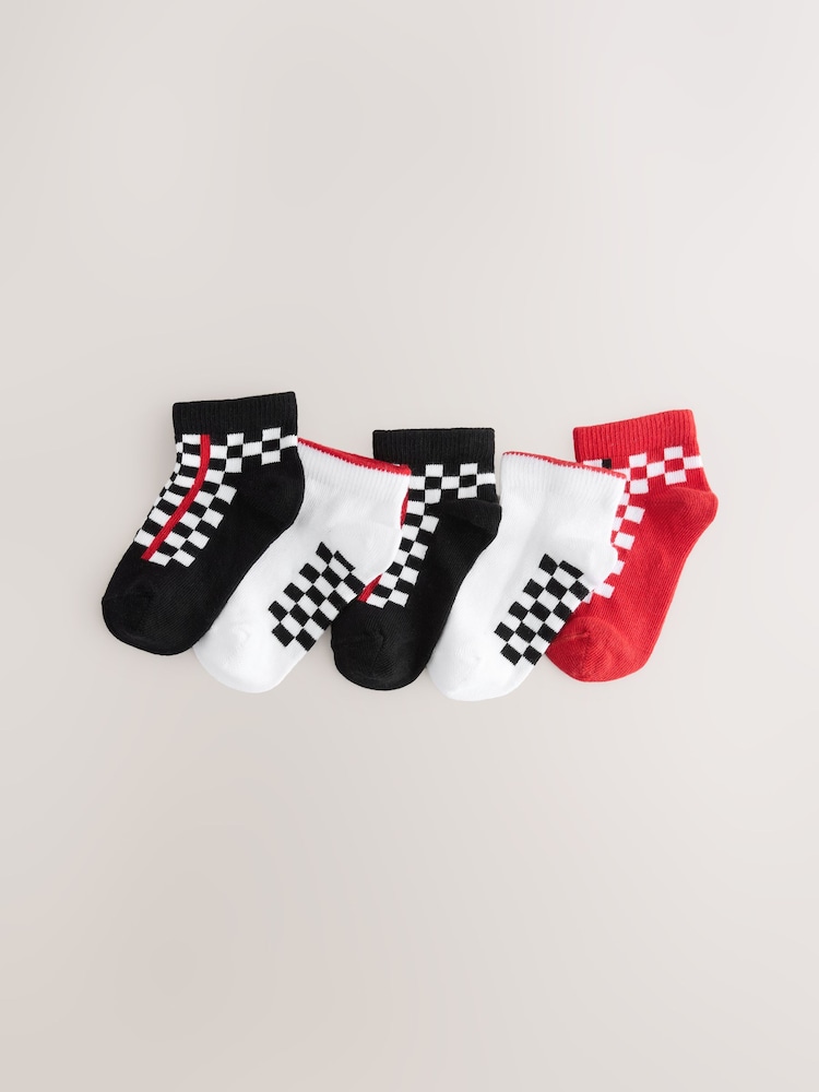 White/Black/Red Checkerboard Rich Trainers Socks 7 Pack - Image 1 of 1