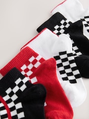 White/Black/Red Checkerboard Rich Trainers Socks 7 Pack - Image 2 of 3