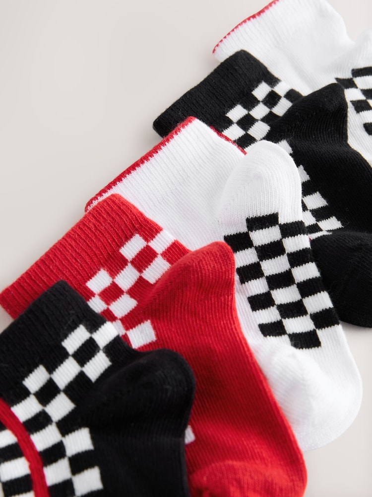White/Black/Red Checkerboard Rich Trainers Socks 7 Pack - Image 2 of 3