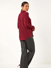 Roman Red Glitter Button Through Stretch Blouse - Image 3 of 5