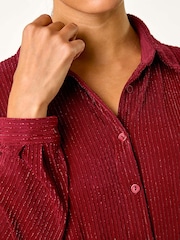 Roman Red Glitter Button Through Stretch Blouse - Image 5 of 5