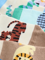 Muted Blue/Tan Safari Rich Trainers Socks 7 Pack - Image 3 of 3