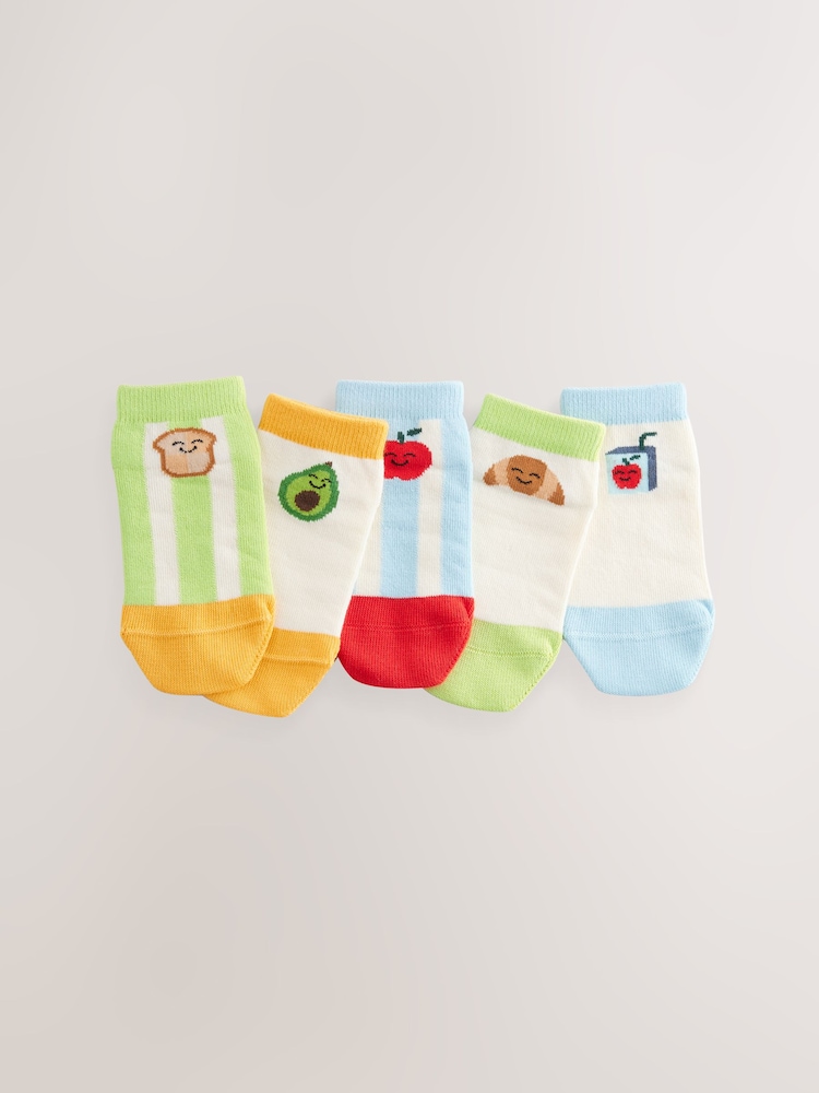 Blue/Green Food Stripe Trainers Socks 5 Pack - Image 1 of 3