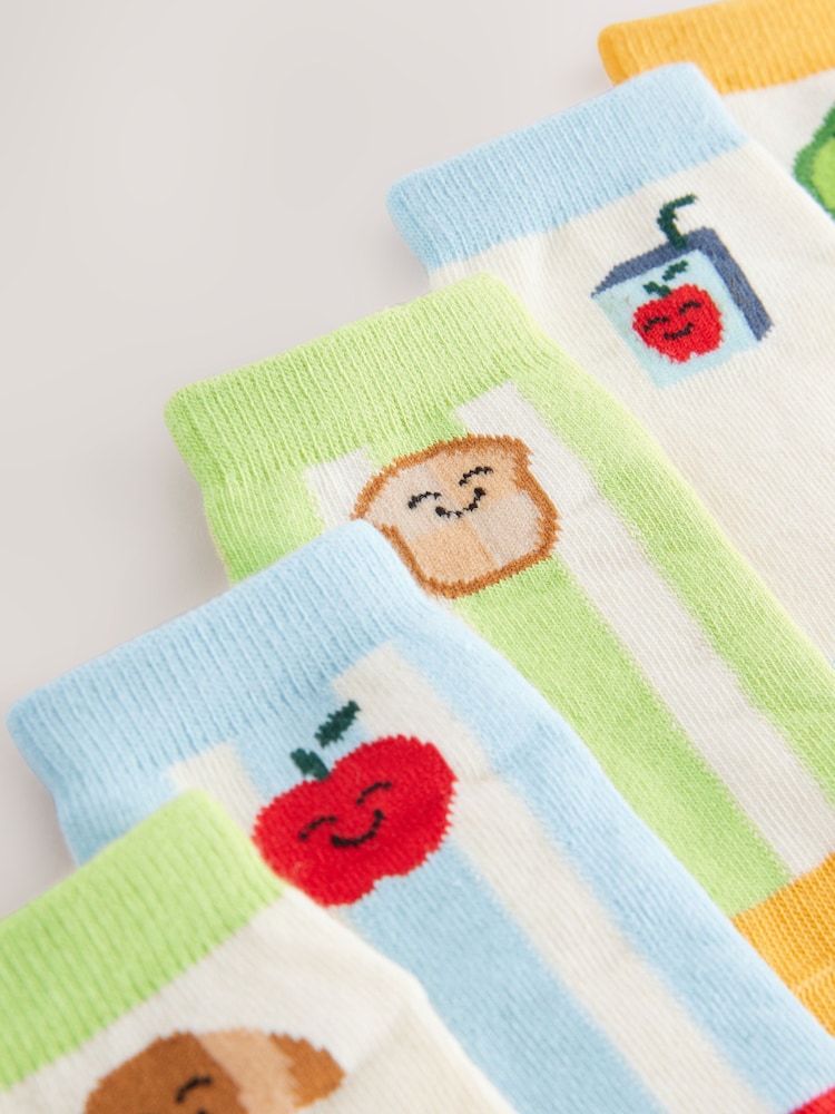 Blue/Green Food Stripe Trainers Socks 5 Pack - Image 2 of 3