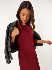 Roman Red Textured A-Line Stretch Midi Dress - Image 2 of 5