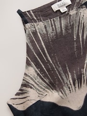 Black Shell Print Mini Sleeveless Racer Stretch Linen Blend Dress - Image 5 of 8