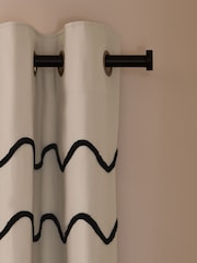 Black White Tufted Wave Blackout/Thermal Eyelet Curtains - Image 1 of 7