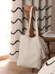 Black White Tufted Wave Blackout/Thermal Eyelet Curtains - Image 4 of 7
