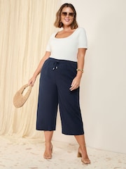 Friends Like These Navy Curve Linen Blend Culottes - Image 2 of 4