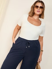 Friends Like These Navy Curve Linen Blend Culottes - Image 3 of 4