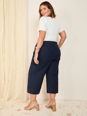 Friends Like These Navy Curve Linen Blend Culottes - Image 4 of 4