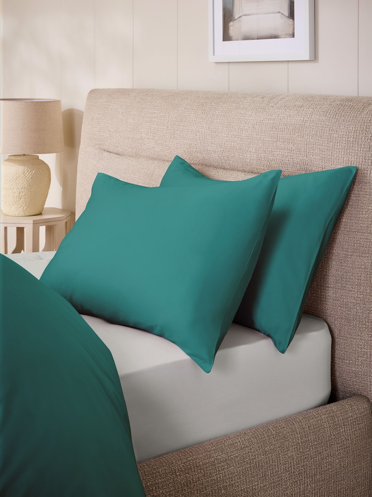 Set of 2 Teal Blue 400 Thread Count 100% Egyptian Cotton Pillowcases - Image 1 of 3