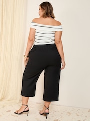 Friends Like These Black Curve Linen Blend Culottes - Image 4 of 4