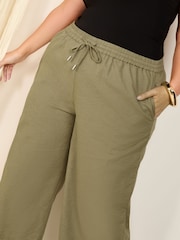 Friends Like These Khaki Green Curve Linen Blend Culottes - Image 3 of 4