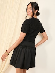 Friends Like These Black Ponte Bubble Hem Mini Skirt - Image 4 of 4