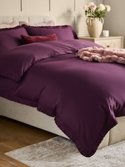 Wine 200 Thread Count Box Pleat Duvet Cover And Pillowcase Set - Image 1 of 6
