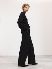 Black Tailored Wide Leg Trousers with Wool - Image 4 of 7