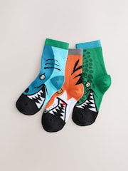 Blue/Orange/Green Animal Print Rich Socks 3 Pack - Image 1 of 3
