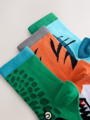 Blue/Orange/Green Animal Print Rich Socks 3 Pack - Image 2 of 3