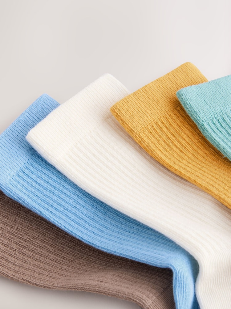 Muted modra/bež/ochre - Komplet 5 parov rebrastih nogavic - Slika 2 iz 3