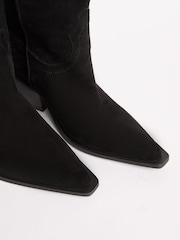 Lipsy Black Clean Midwestern Faux Suede Boots - Image 4 of 4