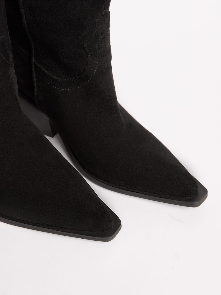 Lipsy Black Clean Midwestern Faux Suede Boots - Image 4 of 4