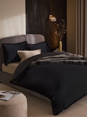 Black Faux Fur Trim Duvet Cover and Pillowcase Set - Image 2 of 4
