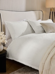 Ivory Faux Fur Trim Duvet Cover and Pillowcase Set - Image 1 of 4