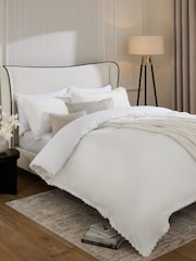 Ivory Faux Fur Trim Duvet Cover and Pillowcase Set - Image 2 of 4