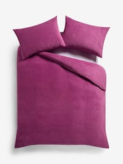 Dark Pink Teddy Fleece Duvet Cover and Pillowcase Set - Image 4 of 5