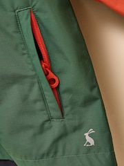 Joules Kids' Ayston Green Colourblock Waterproof Fleece Lined Raincaot - Image 7 of 10