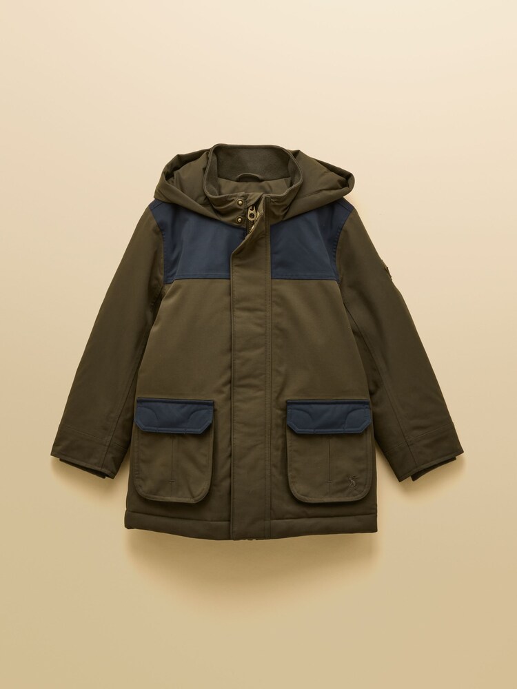 Joules Boys' Ultimate Green Waterproof Coat with Quilted Lining - Image 1 of 6
