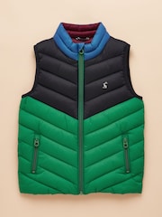 Blue and Green Hotchpotch - Joules Kids' Crofton Gilet Showerproof Padded Gilet - Imagen 1 de 5