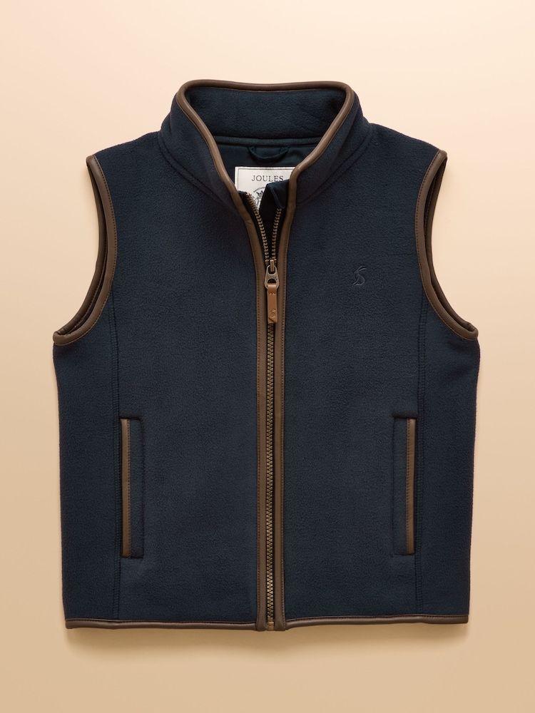 Joules Kids' Heritage Navy Blue Fleece Gilet - Image 1 of 6