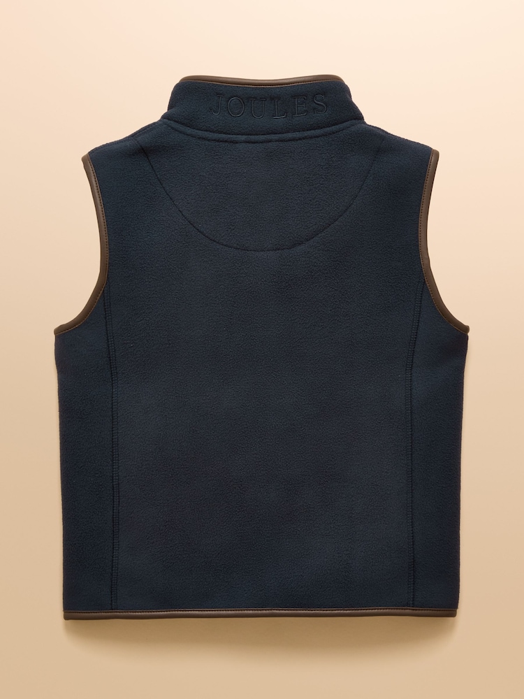 Joules Kids' Heritage Navy Blue Fleece Gilet - Image 2 of 6