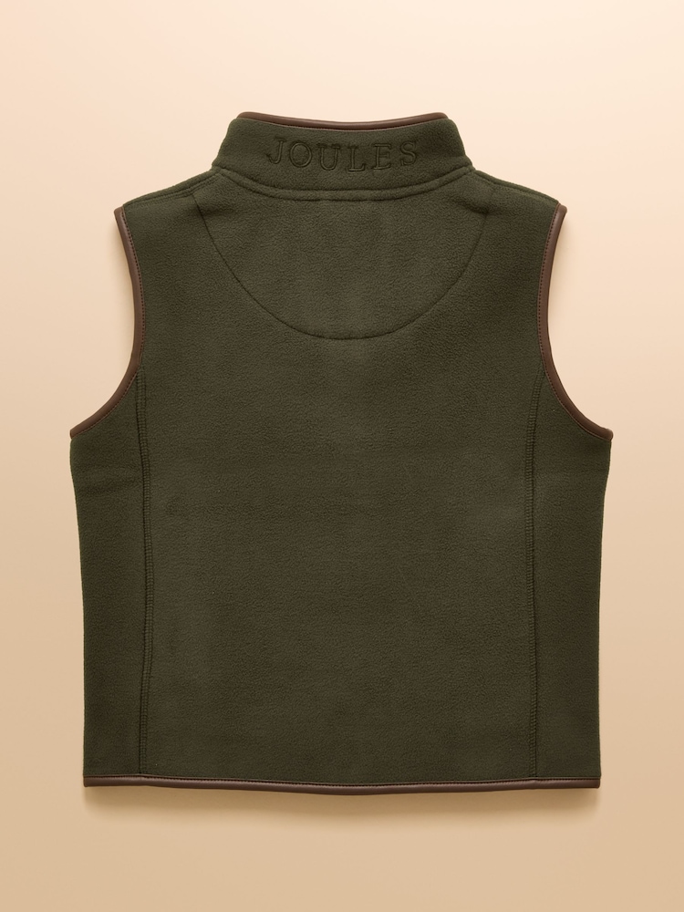 Joules Kids' Heritage Dark Green Fleece Gilet - Image 2 of 6