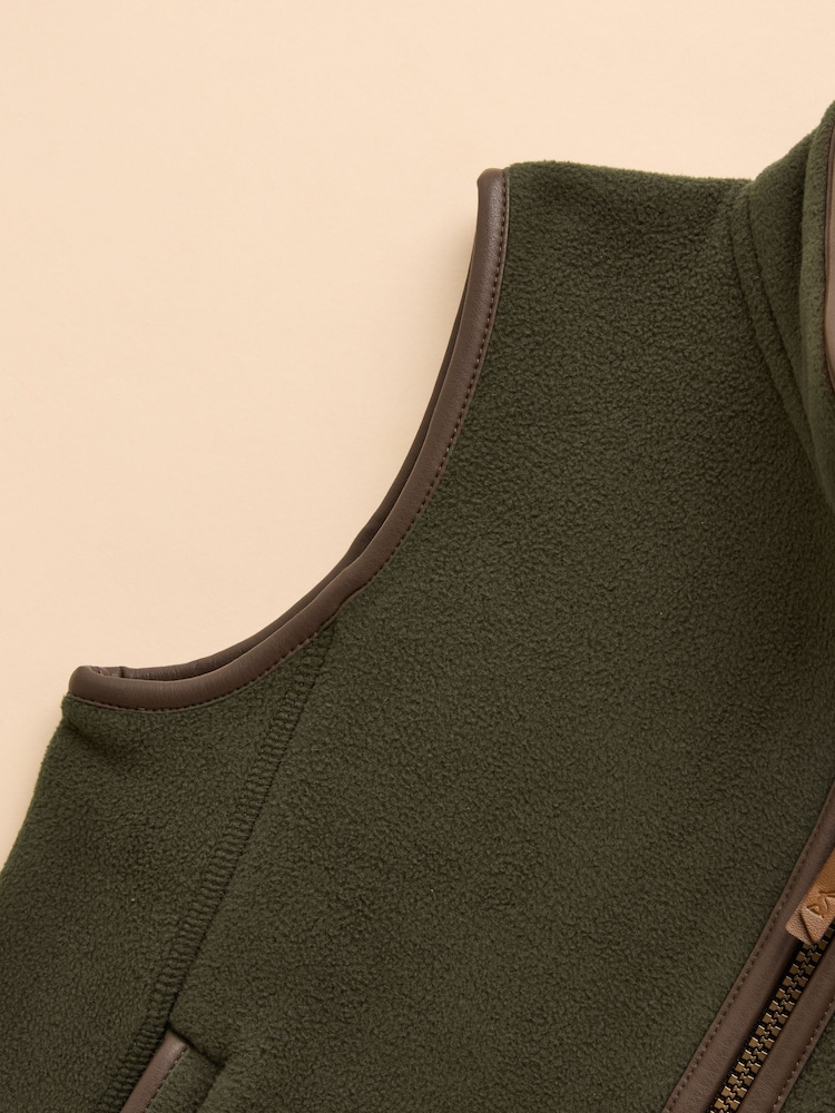 Joules Kids' Heritage Dark Green Fleece Gilet - Image 6 of 6