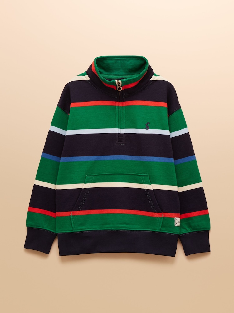 Joules Alfie Multi Stripe Quarter Zip Sweatshirt - Image 1 of 4 Joules Alfie Multi Stripe Quarter Zip Sweatshirt - Image 1 of 4