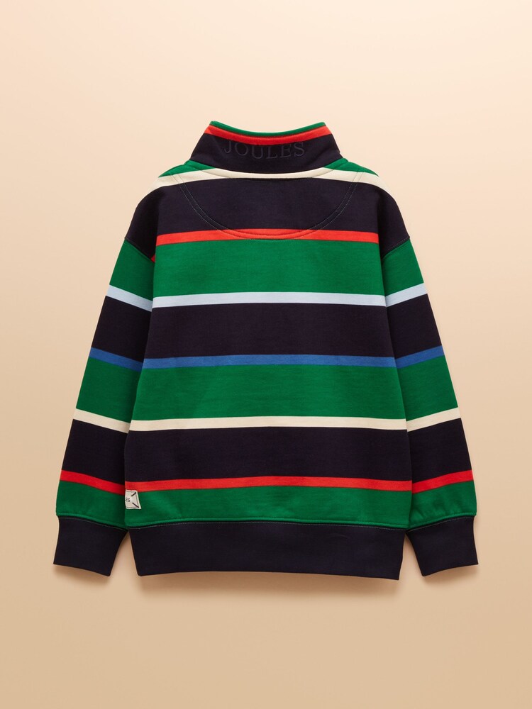 Joules Alfie Multi Stripe Quarter Zip Sweatshirt - Image 2 of 4 Joules Alfie Multi Stripe Quarter Zip Sweatshirt - Image 2 of 4