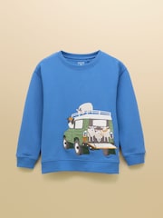 Joules Boys' Artwork Sweat Blue Applique Sweatshirt - Image 1 of 4
