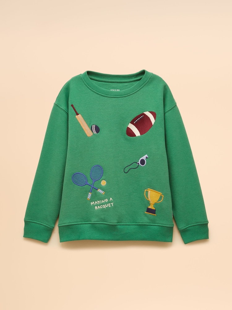 Joules Boys' Artwork Sweat Green Applique Sweatshirt - Image 2 of 4 Joules Boys' Artwork Sweat Green Applique Sweatshirt - Image 2 of 4