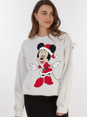Brands In White Disney Minnie Mouse Christmas Women White Sweatshirt - Image 1 of 4