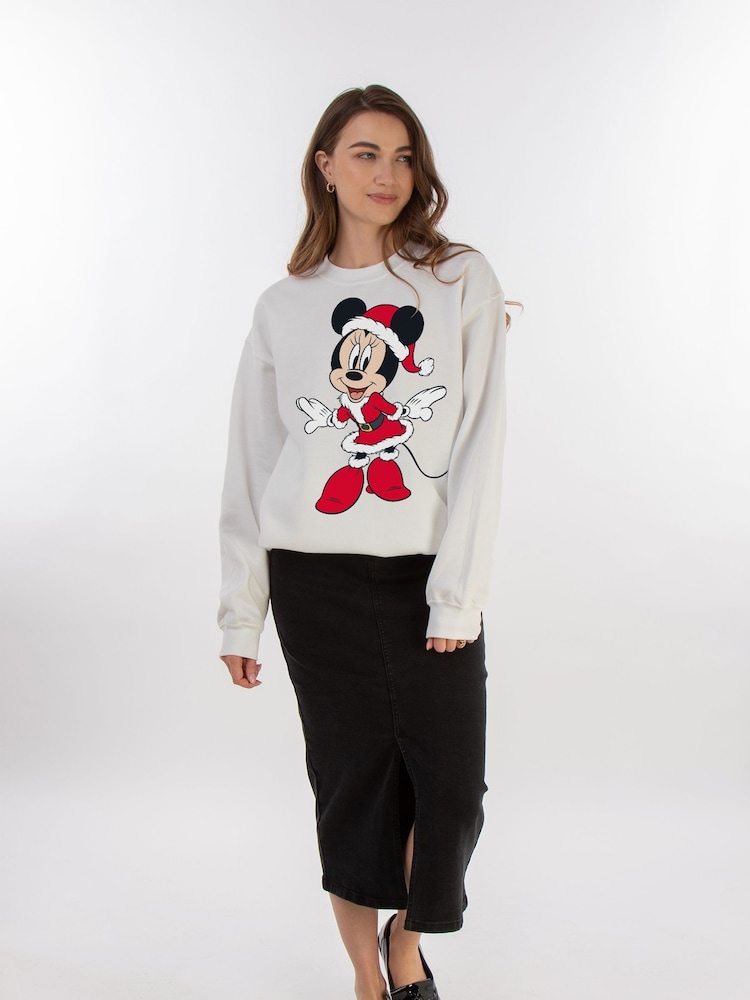 Brands In White Disney Minnie Mouse Christmas Women White Sweatshirt - Image 2 of 4