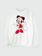 Brands In White Disney Minnie Mouse Christmas Women White Sweatshirt - Image 3 of 4