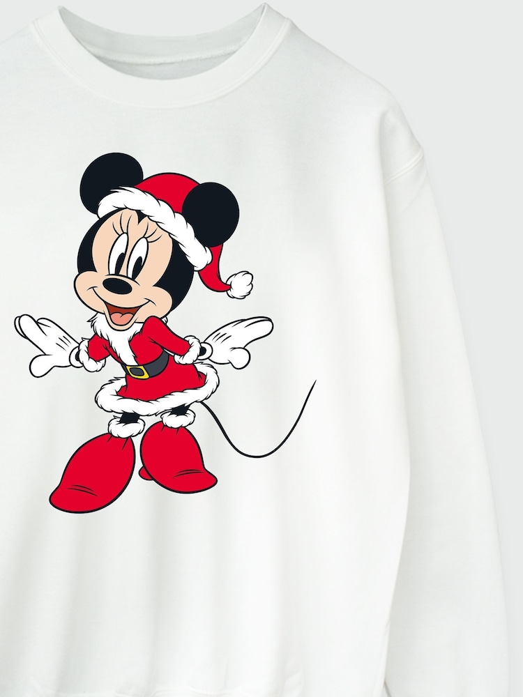 Brands In White Disney Minnie Mouse Christmas Women White Sweatshirt - Image 4 of 4