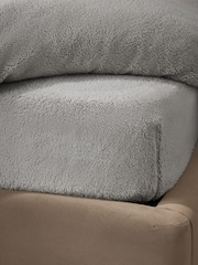 Silver Grey Teddy Fleece Extra Deep Fitted Deep Fitted Sheet - Image 1 of 2