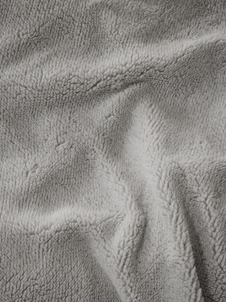 Silver Grey Teddy Fleece Extra Deep Fitted Deep Fitted Sheet - Image 2 of 2 Silver Grey Teddy Fleece Extra Deep Fitted Deep Fitted Sheet - Image 2 of 2